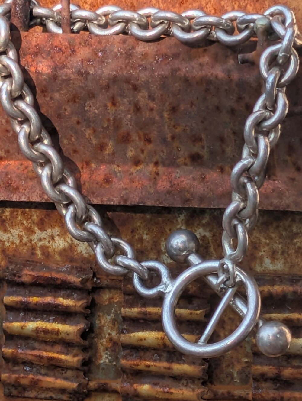 Vintage Y2K Sterling Silver Heavy Toggle Bracelet